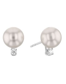 ORECCHINI PERLE E DIAMANTI NATURALI IN ORO BIANCO 18K