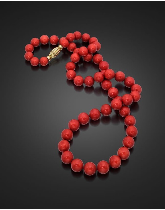 COLLANA PERLE DI CORALLO NATURALI CON ORO GIALLO 18K