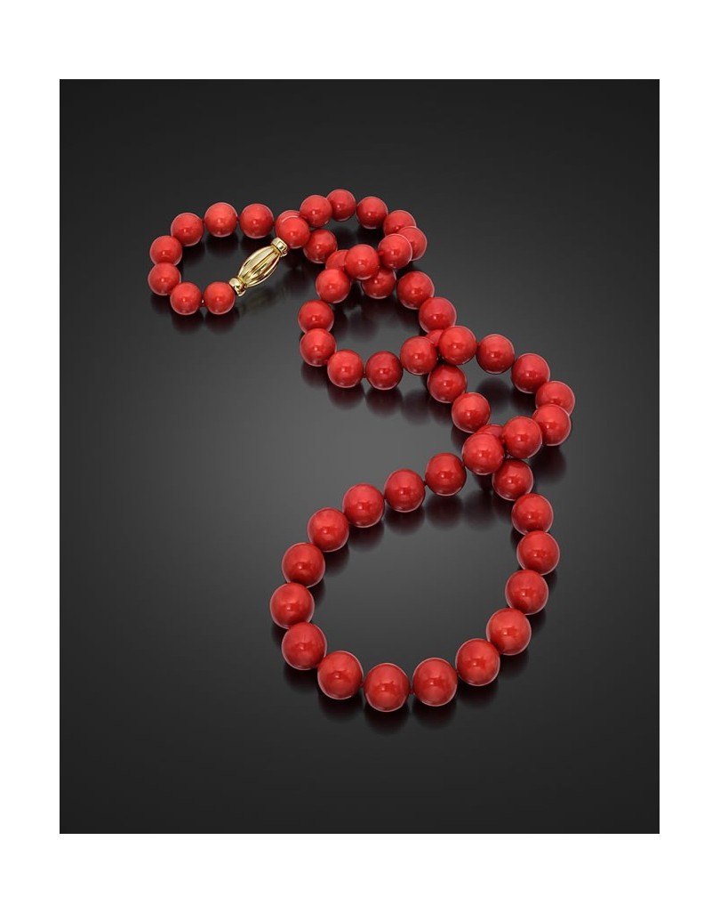 COLLANA PERLE DI CORALLO NATURALI CON ORO GIALLO 18K