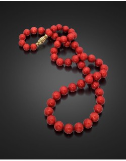 COLLANA PERLE DI CORALLO NATURALI CON ORO GIALLO 18K