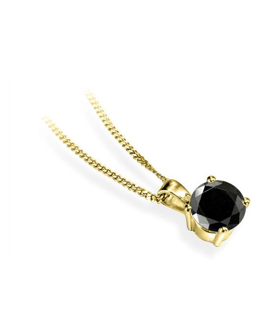 CIONDOLO UOMO ORO GIALLO 18K CON DIAMANTE NERO