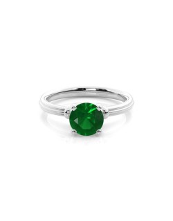 ANELLO SOLITARIO SMERALDO IN ORO BIANCO 18K CON SMERALDO NATURALE