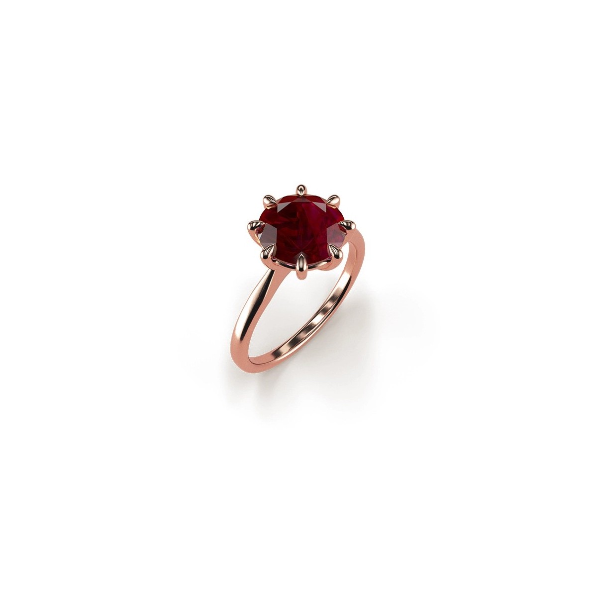 ANELLO SOLITARIO RUBINO NATURALE IN ORO ROSA 18K