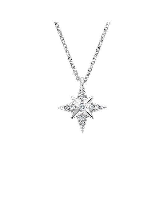 CIONDOLO ROSA DEI VENTI IN ORO BIANCO 18K CON DIAMANTI NATURALI