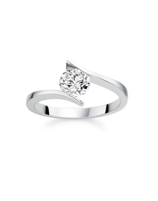 Anello Contrarie Fidanzamento Oro Bianco