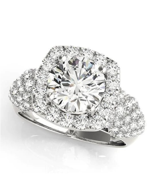 Anello Centro e Contorno di diamanti