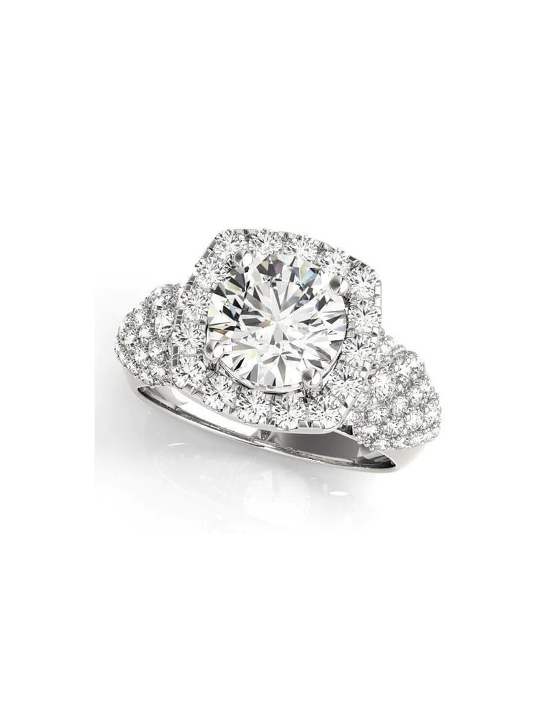Anello Centro e Contorno di diamanti