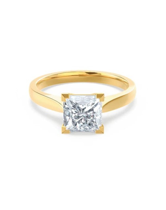 Anello Solitario oro giallo Diamante Princess