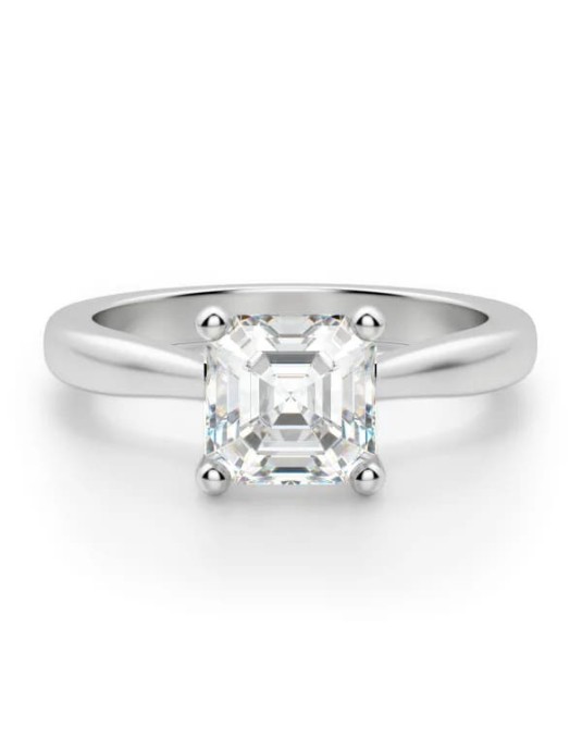 Anello Solitario oro bianco Diamante Asscher
