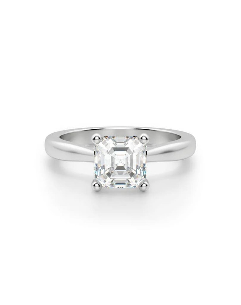 Anello Solitario oro bianco Diamante Asscher