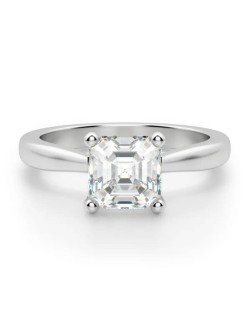 Anello Solitario oro bianco Diamante Asscher