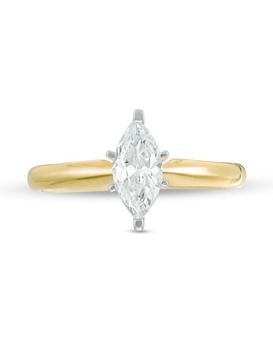 Anello Solitario oro giallo Diamante Marquise