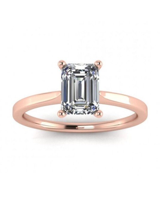 Anello Solitario oro rosa Diamante Emerald