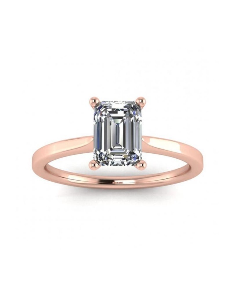 Anello Solitario oro rosa Diamante Emerald