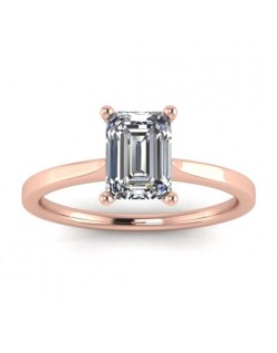 Anello Solitario oro rosa Diamante Emerald