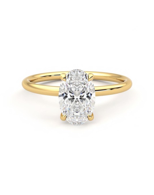 Anello Solitario oro giallo Diamante Ovale