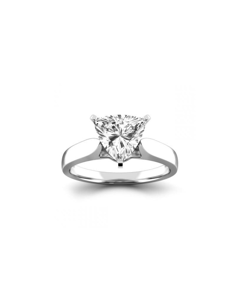 Anello Solitario oro bianco Diamante Trilliant