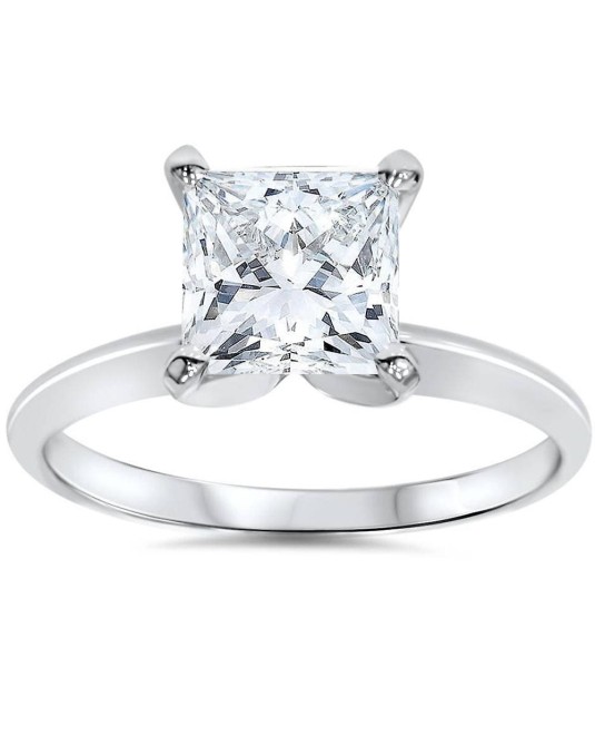 Solitario Platino Diamante Princess naturale D-VS1