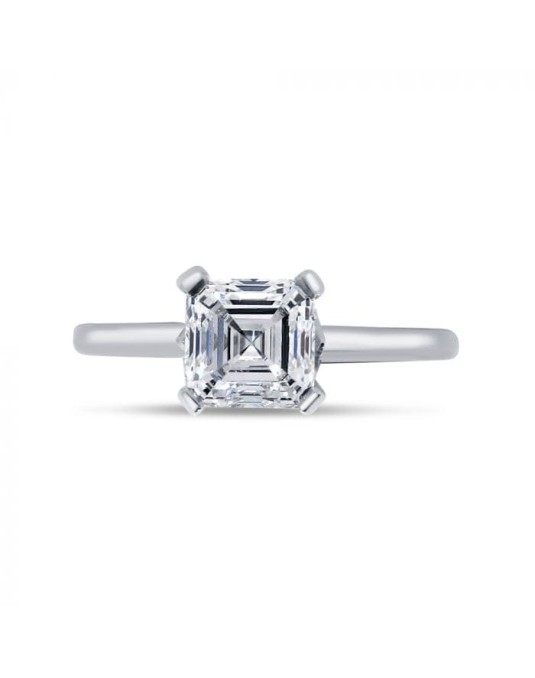 Anello Solitario Platino Diamante Asscher 1 carato