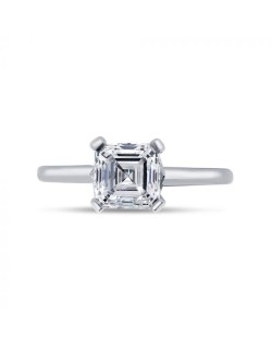 Anello Solitario Platino Diamante Asscher 1 carato