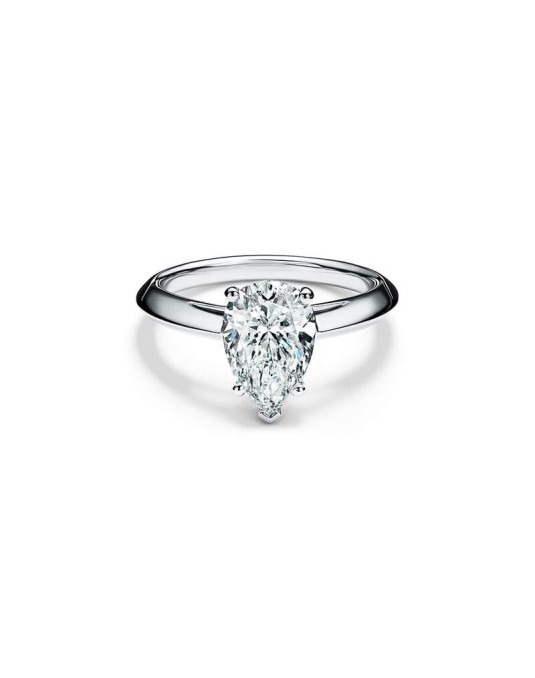 Anello Con Diamante Taglio Pear in Platino
