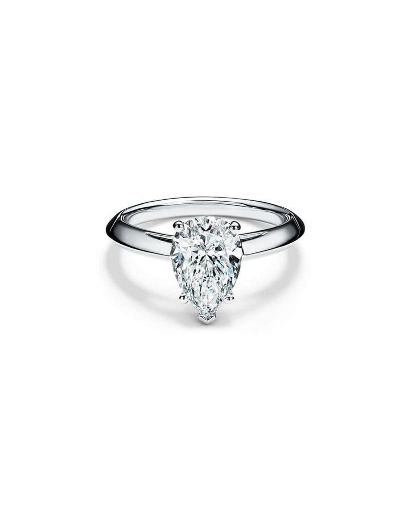Anello Con Diamante Taglio Pear in Platino