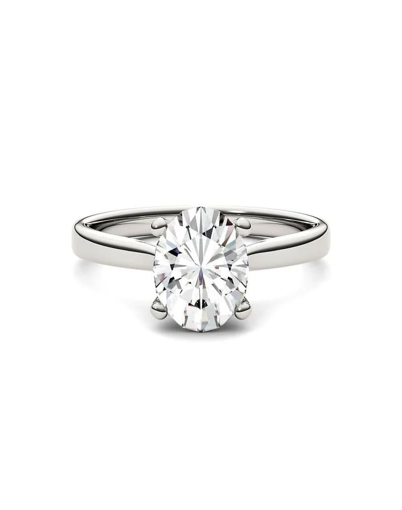 Solitario Con Diamante Ovale in Platino