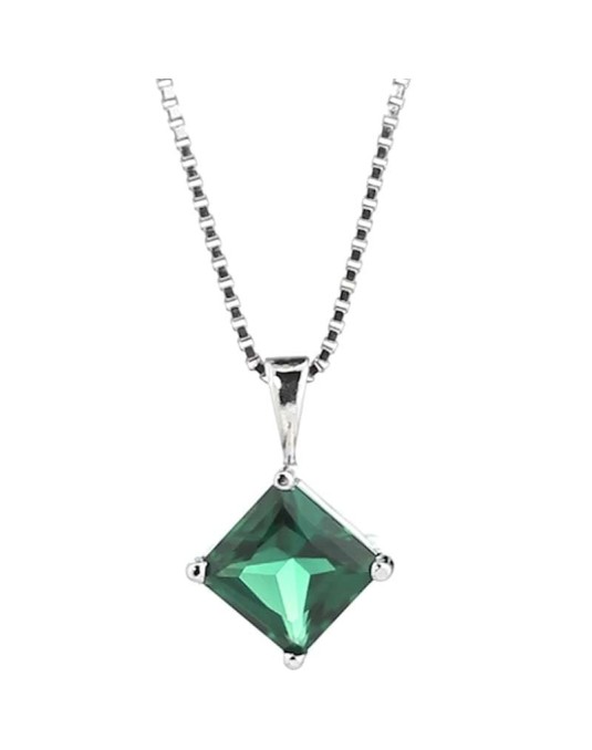 Ciondolo Smeraldo Taglio Princess Oro Bianco 18k