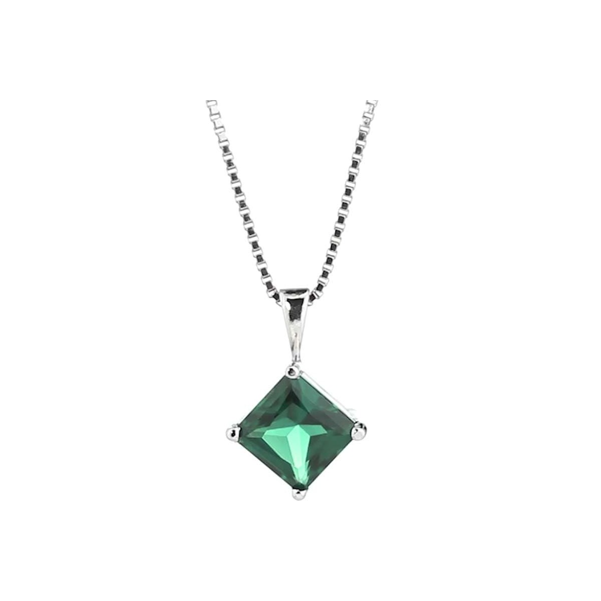 Ciondolo Smeraldo Taglio Princess Oro Bianco 18k