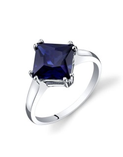 Anello Zaffiro Taglio Princess in Oro Bianco