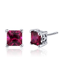 Orecchini Rubini Taglio Princess di 1 carato