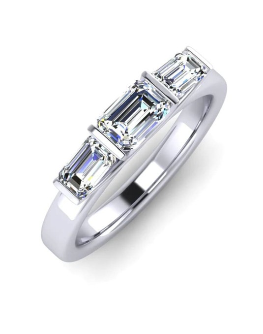 Anello Trilogy Diamanti Taglio Emerald 1 carato