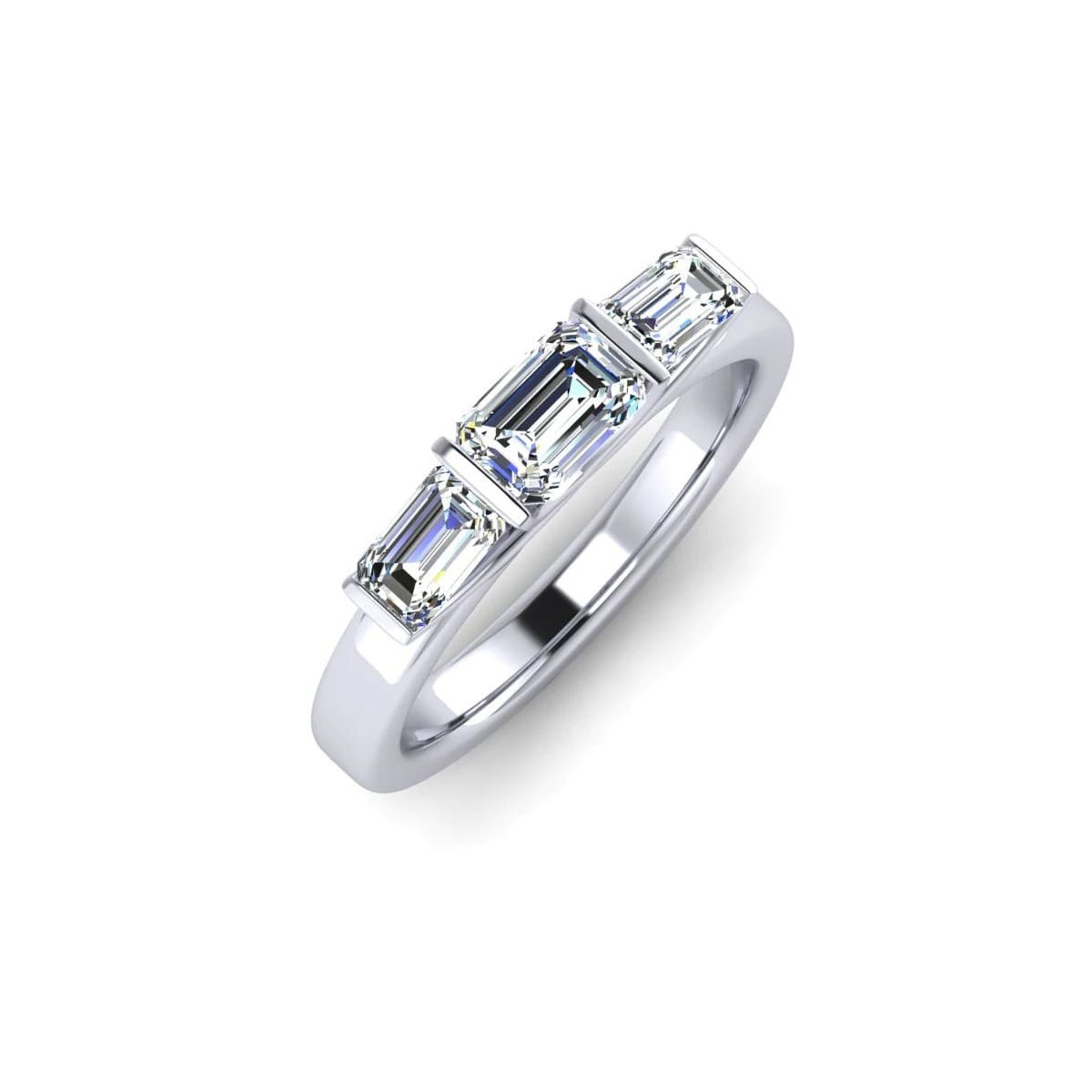 Anello Trilogy Diamanti Taglio Emerald 1 carato