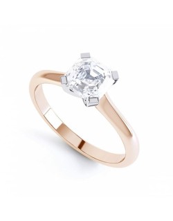 Anello Oro Rosa Diamante Asscher Naturale