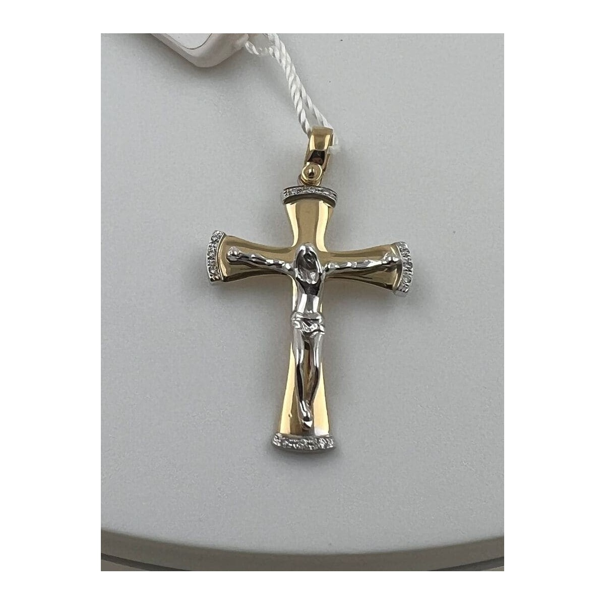 Pendente Croce Oro Bicolore 18k con diamanti