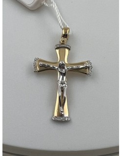 Pendente Croce Oro Bicolore 18k con diamanti