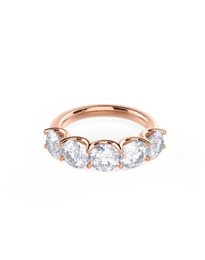 Anello Oro Rosa Modello Riviera con diamanti
