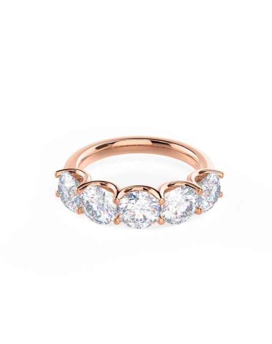 Anello Riviera in Oro Rosa 18k con diamanti