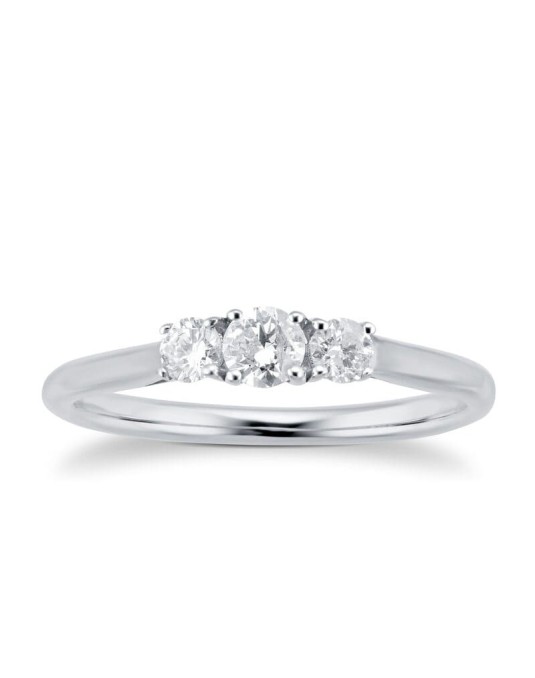 Anello Trilogy Modello Tiffany in Oro Bianco