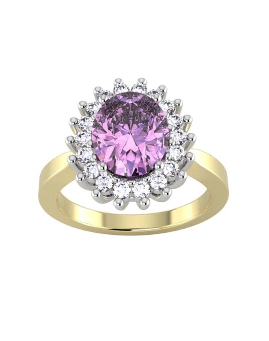Anello Ametista e Diamanti naturali