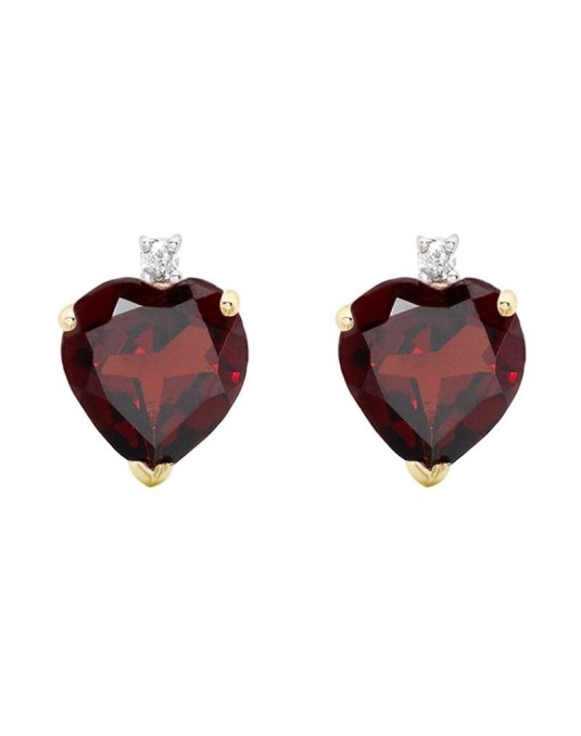 Orecchini Rubini Cuore e Diamanti in Oro Bicolore