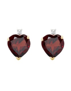Orecchini Rubini Cuore e Diamanti in Oro Bicolore