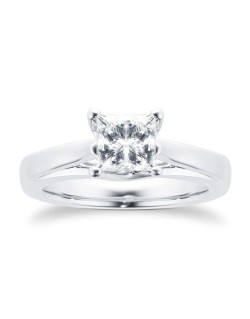 Solitario Platino Modello Tiffany con diamante Princess 1 carato