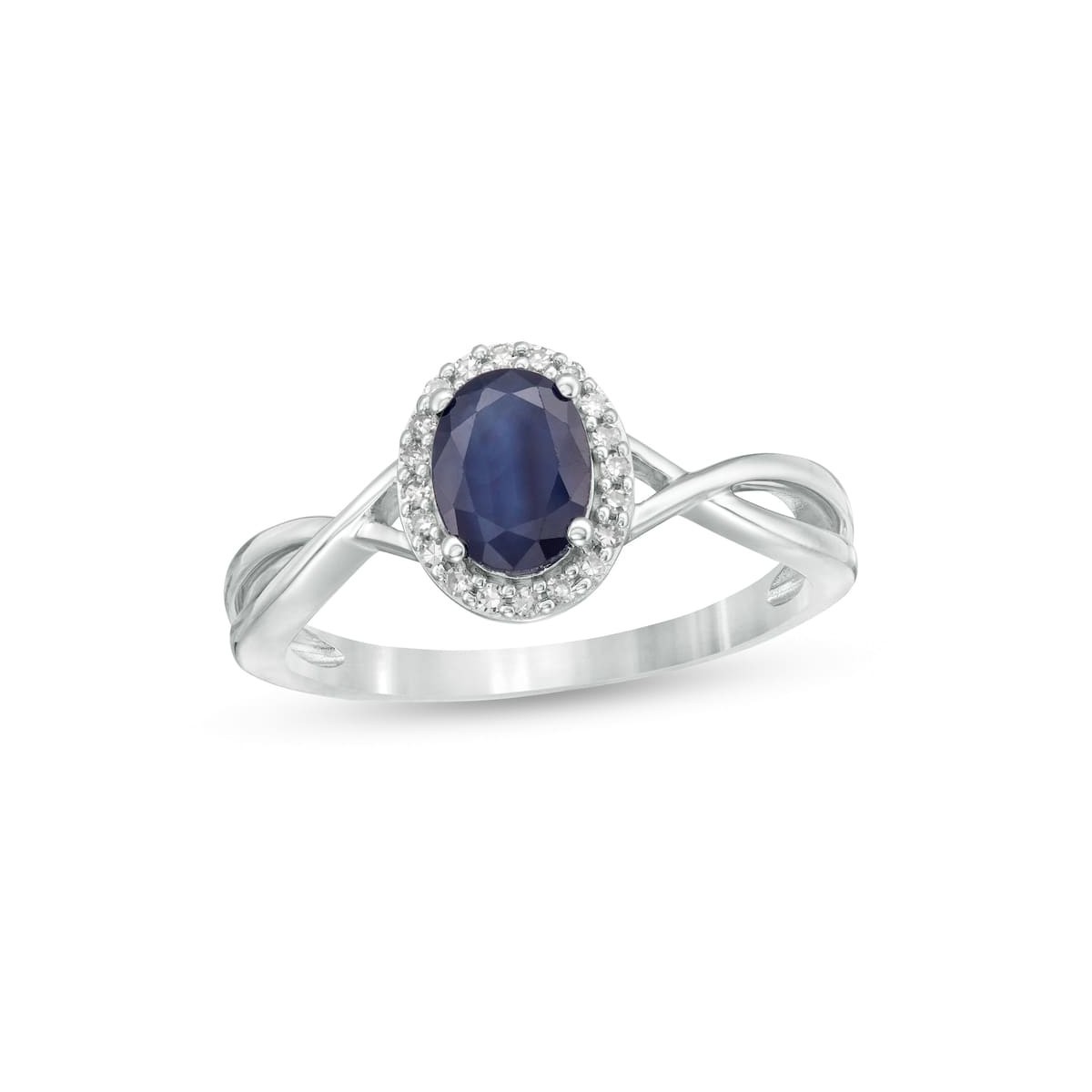 Anello Con Zaffiro contornato di Diamanti