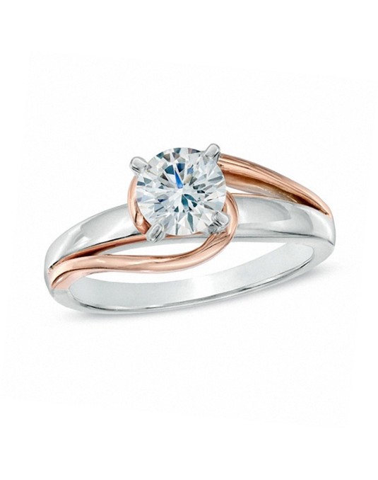 Solitario Intrecciato Oro Bicolore 18k