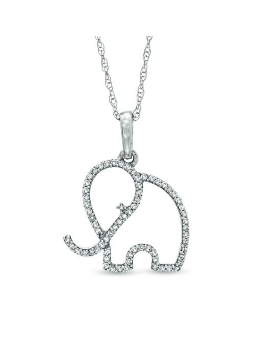 Ciondolo Elefante in Oro Bianco
