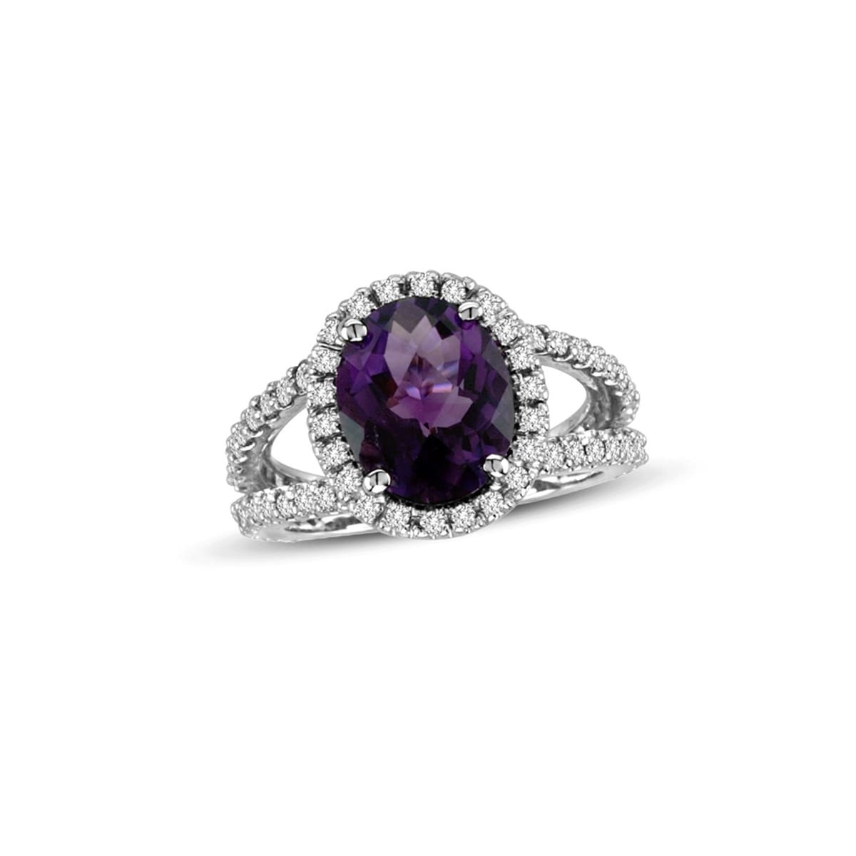 Anello Ametista Centrale contornata di Diamanti