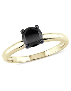 Anello Solitario Uomo con Diamante Nero 1 carato in Oro Giallo 18k