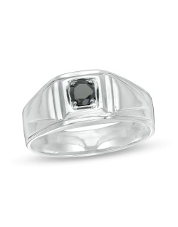 Anello Uomo Modello Tiffany con Diamante nero