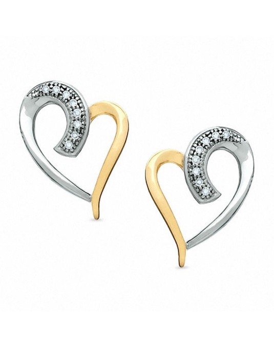 Orecchini Cuore Oro Bicolore con diamanti